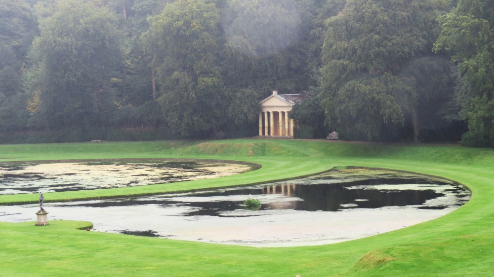 Studley Royal – temple of Piety and Moon and Crescent Ponds