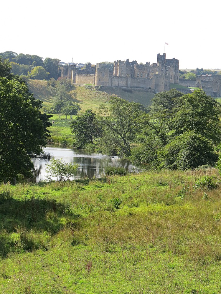 View over the River Aln to Alnwick Castle